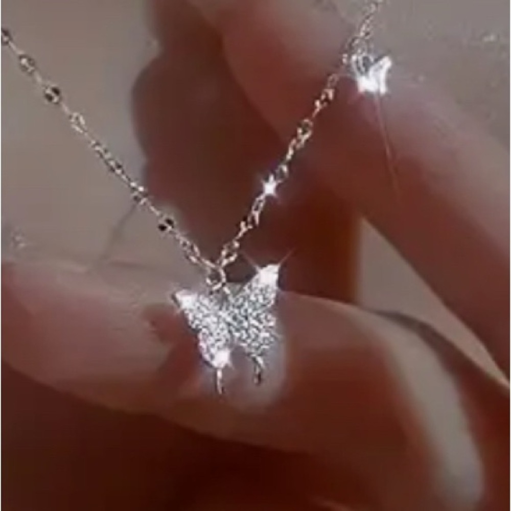 .925 Sterling Silver Necklace Butterfly & mini Butterfly Pendants
